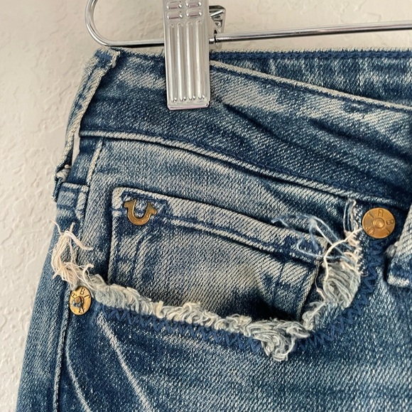 True Religion Cora Studded Mid Rise Straight leg Crop Jeans Size 25 - Picture 5 of 10